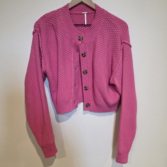 Free People Pink Button-Up Cardigan - Picture 2 of 4